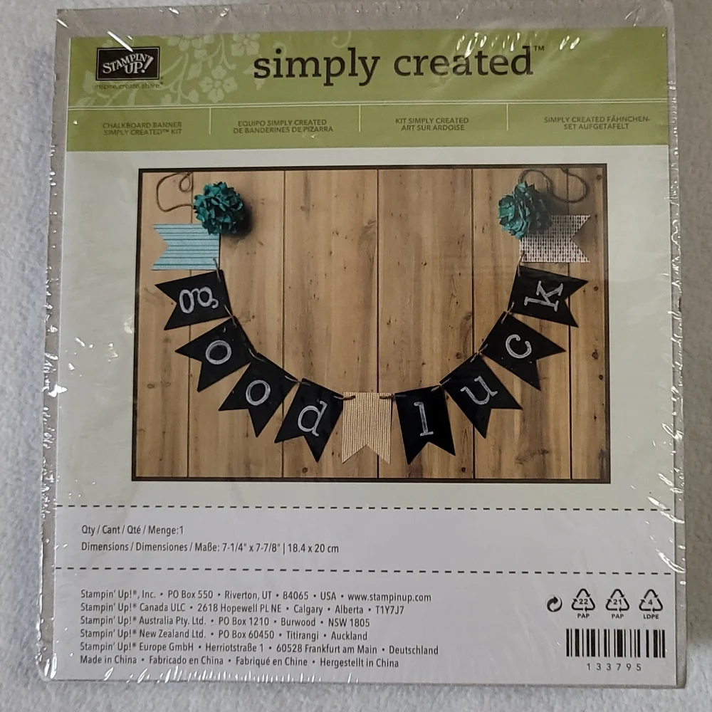 NEW Stampin'Up! Good Luck Banner Kit Simply Created Chalkboard Ready Assembly